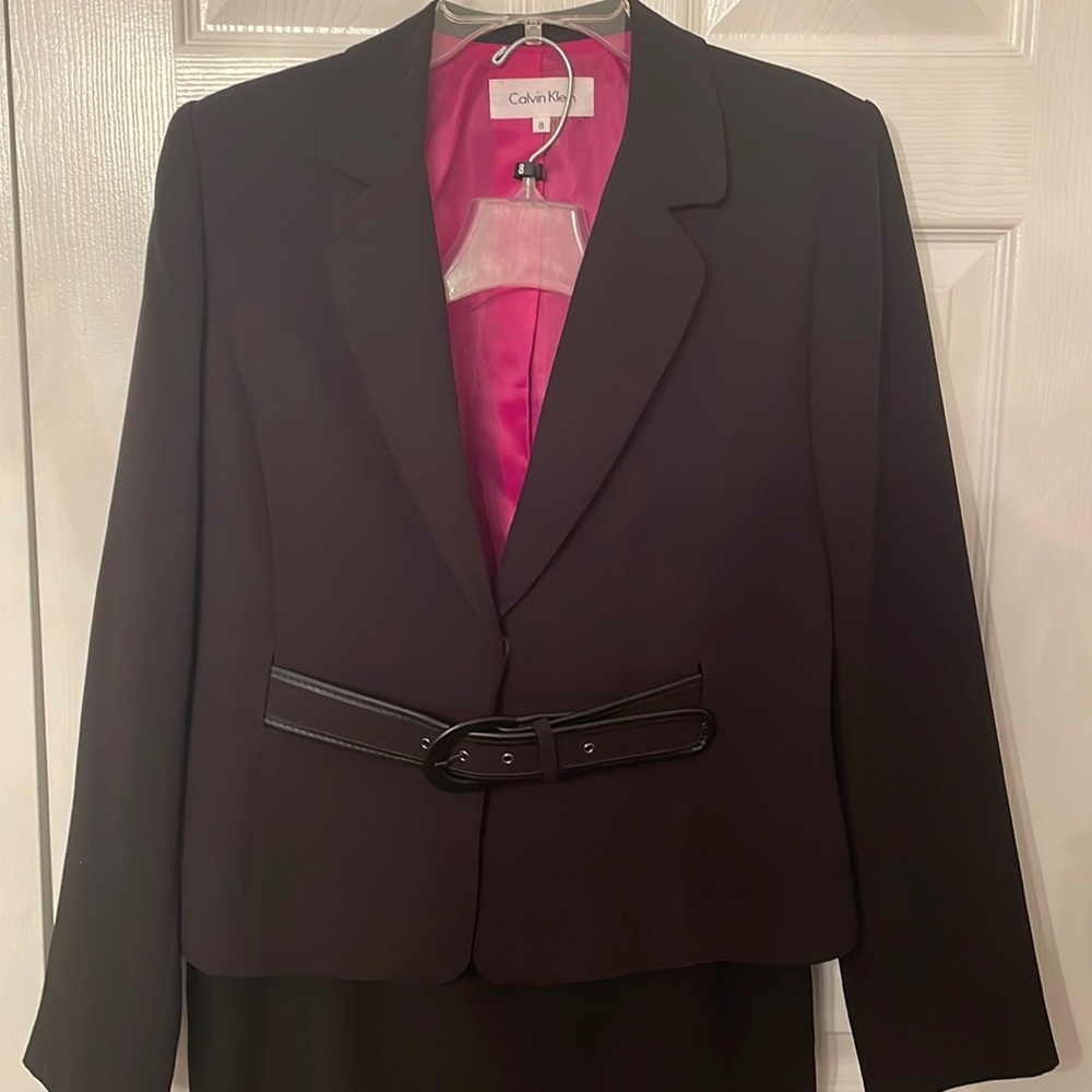 Size 8 Calvin Klein jacket set with skirt and belt
